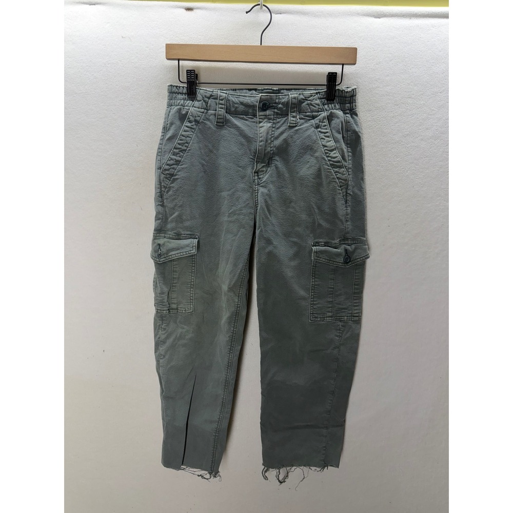 American Eagle Cargo Pants Womens 4 Green Raw Hem Stretch Utility 3601